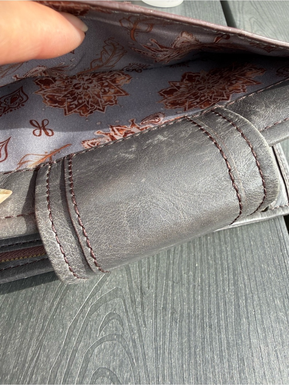 HOBO Grey Leather Snap Trifold Wallet - Picture 7 of 10